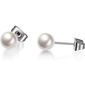 ⚡Classic Pearl Stud Earrings Elegant Round Imitation Pearl Earrings for Women